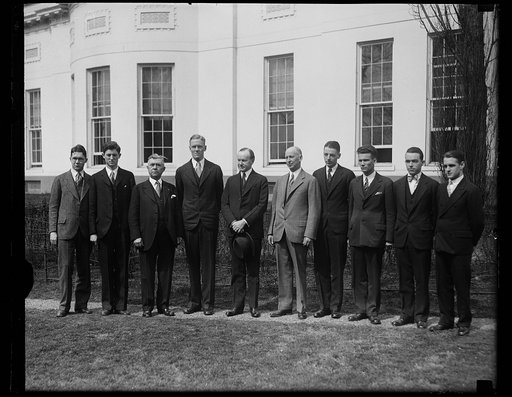 Calvin Coolidge and group outside White House, Washington, D.C.