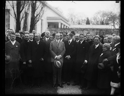 Calvin Coolidge and group outside White House, Washington, D.C.