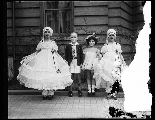 Girls and boys dressed in costumes