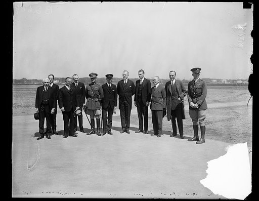Group; Frank Kellogg at left; Charles Lindbergh thrid from right