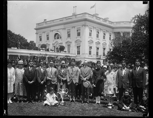 Calvin Coolidge and group outside White House, Washington, D.C.
