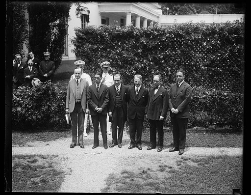 Calvin Coolidge and group outside White House, Washington, D.C.