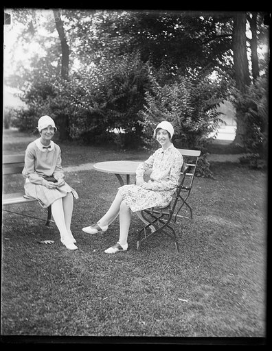 Young women at outdoor table