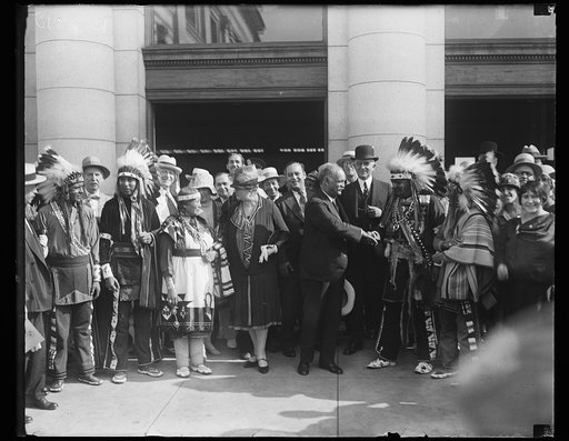 Charles Curtis with group; Native Americans