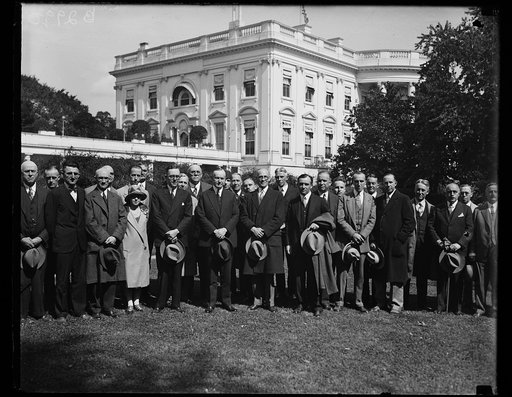 Calvin Coolidge and group outside White House, Washington, D.C.