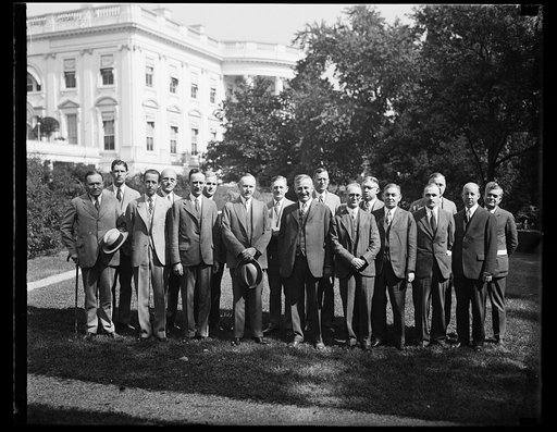 Calvin Coolidge and group outside White House, Washington, D.C.