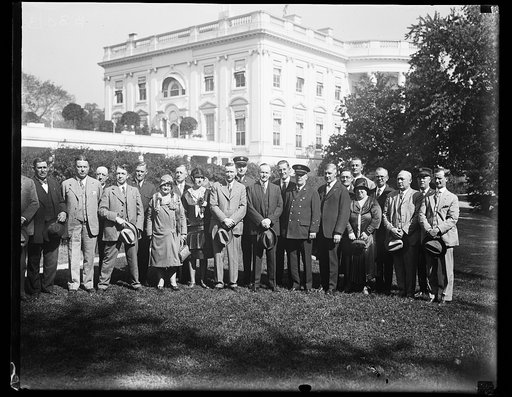 Calvin Coolidge and group outside White House, Washington, D.C.
