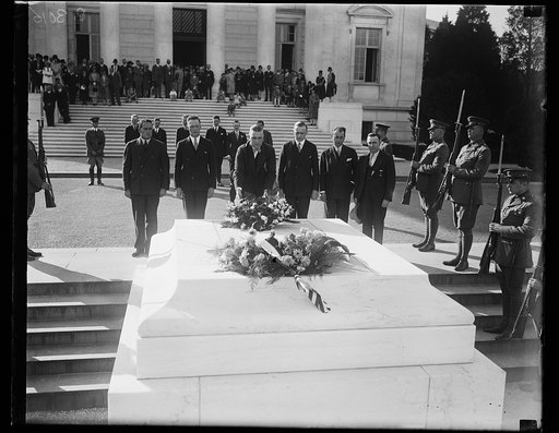Laying wreath at Tomb of Unknown Soldier, Arlington National Cemetery, Arlington, Virginia