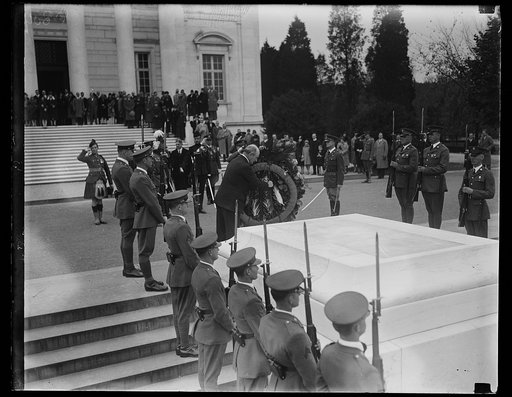 Laying wreath at Tomb of Unknown Soldier, Arlington National Cemetery, Arlington, Virginia