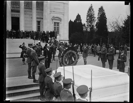 Laying wreath at Tomb of Unknown Soldier, Arlington National Cemetery, Arlington, Virginia