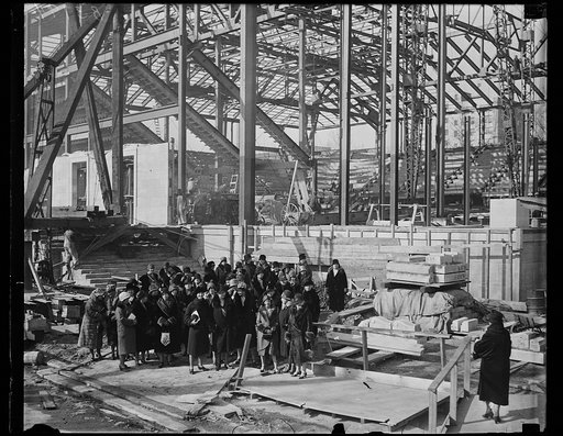 Group at building construction site