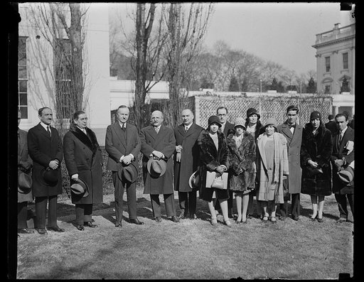 Calvin Coolidge and group outside White House, Washington, D.C.