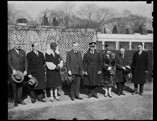 Calvin Coolidge and group outside White House, Washington, D.C.