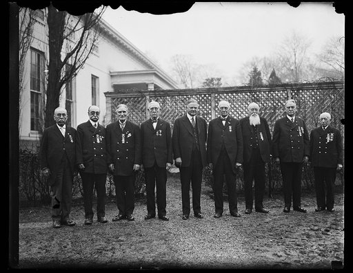 Herbert Hoover and group outside White House, Washington, D.C.