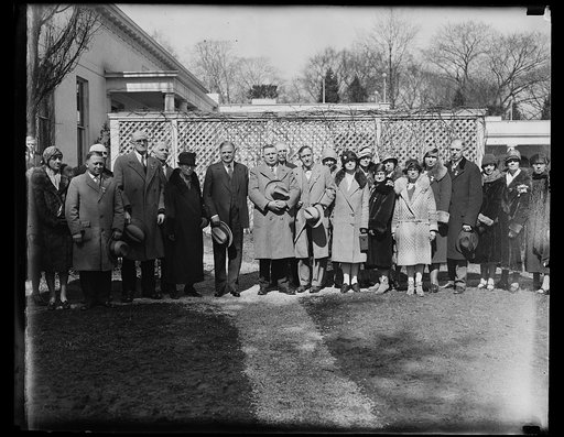 Herbert Hoover and group outside White House, Washington, D.C.