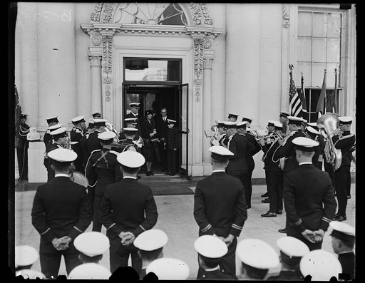 Military band at entrance of White House, Washington, D.C.