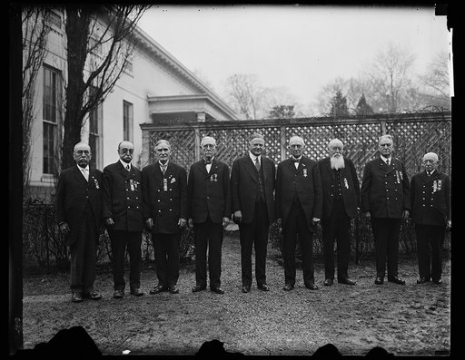Herbert Hoover and group outside White House, Washington, D.C.