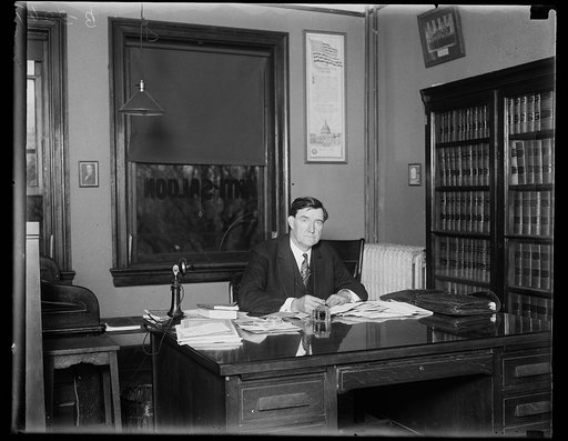 Man seated at desk in Anti-saloon office