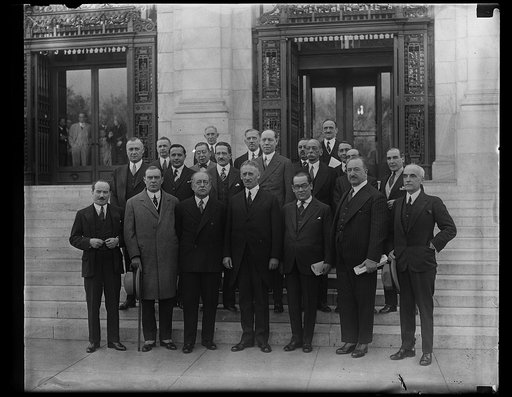 Henry L. Stimson, front row, center; with group