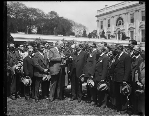 President Hoover gets gavel made from wood of tree where Republican Party was born. A handsome gavel was made from the wood of the oak tree in Jackson, Michigan, under which the Republican party was born seventy-five years ago on July 6, 1854, was presented to President Hoover at the White House tod