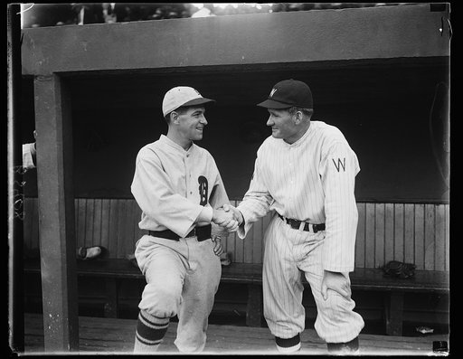 "Big train" and "Bucky" meet again, this time as foes. Walter Johnson and "Bucky" Harris meet again in Washington, this time as managers of opposing teams. Bucky's Detroit Tigers lost the first game of their series to the "Big Train's" Senators 8-2