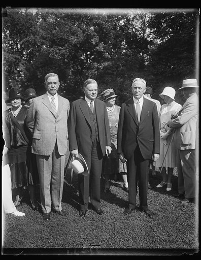 Pres. Hoover with new Chief of Rep. Com. C.H. Houston, Hoover, Mr. Work