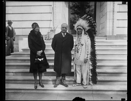 Charles Curtis, center, and Native American, right
