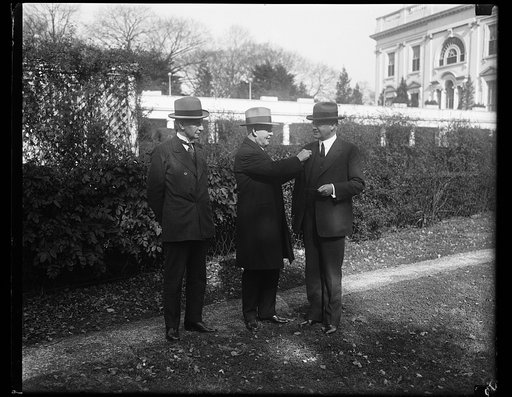 Herbert Hoover, right; outside White House, Washington, D.C.