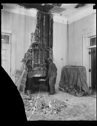 Fire damage to interior of White House, Washington, D.C.