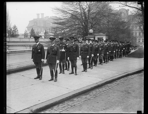 The Army arrives. Officers of the United States Army arriving at the White House for the annual New Year's Reception. In the lead, General Charles P. Summerall, Chief of Staff and Major General Briant H. Wells, Deputy Chief of Staff