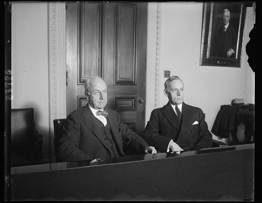 Acting Secretaries. Joseph P. Cotton, left, Undersecretary of State and [Ernest?], Assistant Secretary of the Navy who are now the heads of their respective departments during the absence of Secretary Stimson and Secretary Adams who are attending the London Naval Arms parley