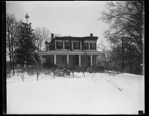 House damaged by fire in snow