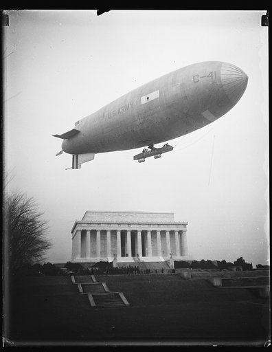 U.S. Army blimp over Lincoln Memorial, Washington, D.C.