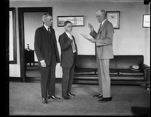 W. Carson Ryan, Jr., takes oath of office as Commissioner of Education, Bureau of Indiana Affairs