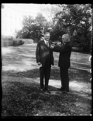 Herbert Hoover and unidentified outside White House, Washington, D.C.