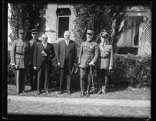 Herbert Hoover with group outside White House, Washington, D.C.