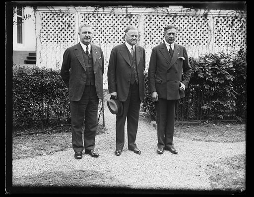 Herbert Hoover with group outside White House, Washington, D.C.