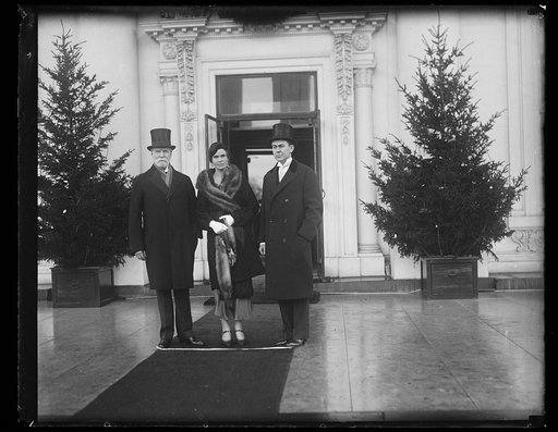 Charles Evans Hughes, left; at White House, Washington, D.C.