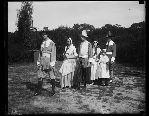Group dressed in Pilgrim costumes