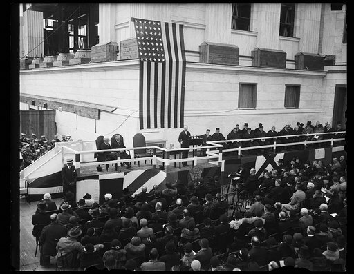 Ceremony at U.S. Supreme Court Building under construction, Washington, D.C.
