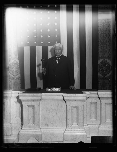 Henry T. Rainey with gavel. U.S. Capitol, Washington, D.C.