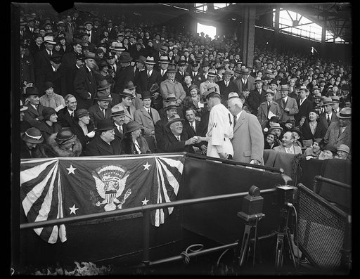 Eleanor Roosevelt and Franklin Roosevelt at Washington baseball game