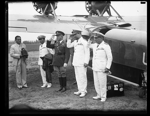 Military officers at airplane