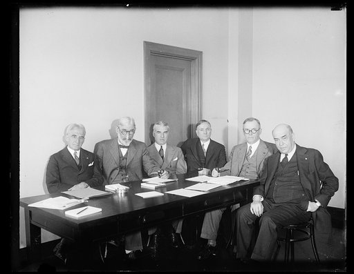 Group: Edward Stettinius, Jr., 3rd from left