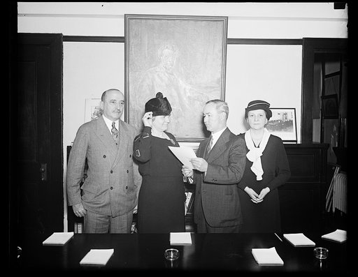 Frances Perkins, right