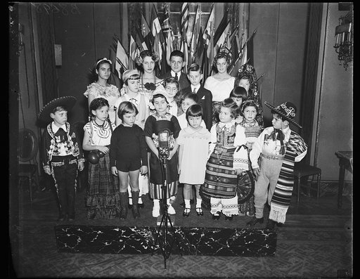 Children wearing international costumes