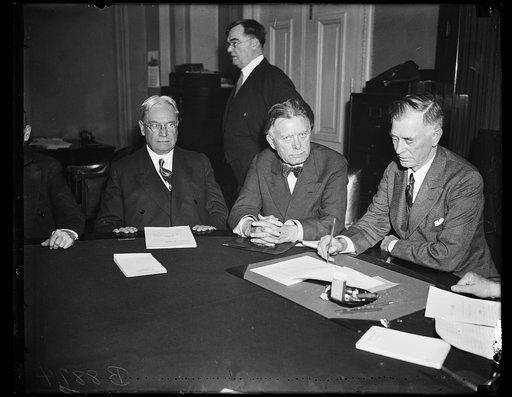 Hiram Johnson, left; William Borah, center