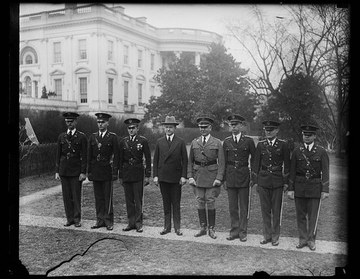 Calvin Coolidge and group outside White House, Washington, D.C.