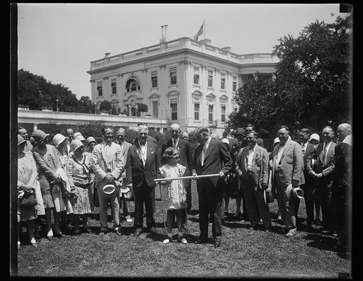 Herbert Hoover and group outside White House, Washington, D.C.