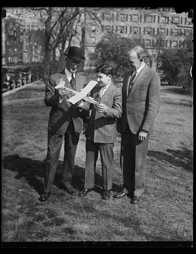 Group with model airplane